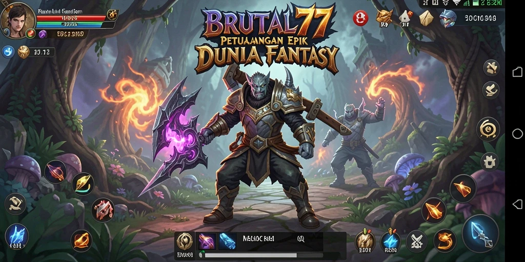 Tampilan gameplay BRUTAL77 dengan pertarungan yang mendebarkan.