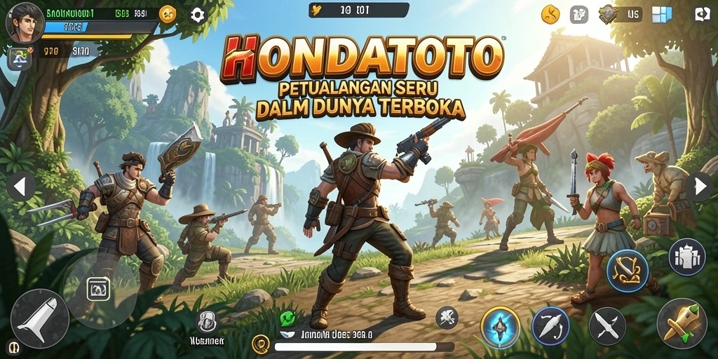 Screenshot gameplay HONDATOTO menampilkan dunia terbuka yang luas dan beragam aktivitas.