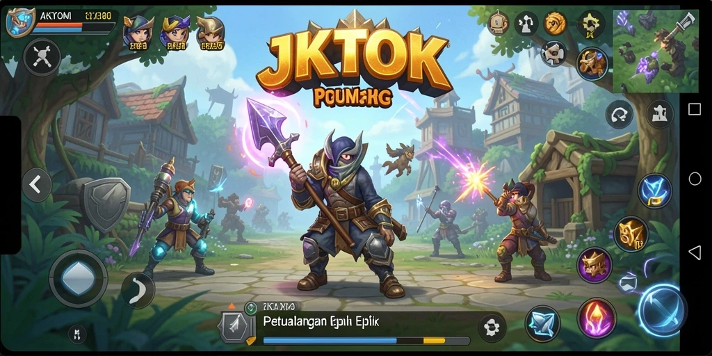Screenshot gameplay JKTOK menunjukkan pertarungan epik antar karakter.