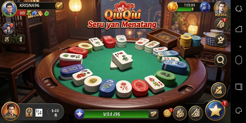 Tampilan gameplay <strong>KRISNA96</strong> saat bermain QiuQiu dengan teman.