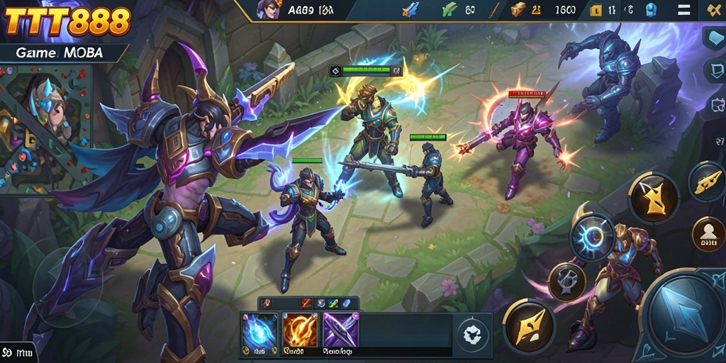 Gameplay seru dalam TTT888 dengan strategi MOBA yang mendebarkan.